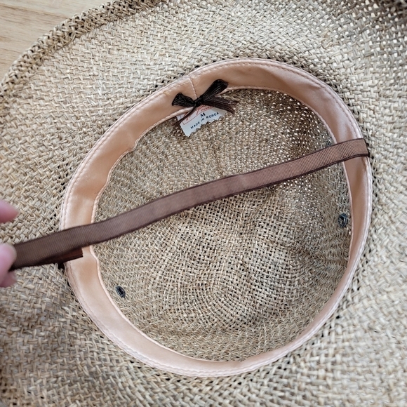 Vintage Tan Straw Hat with Brown Band - Picture 9 of 12